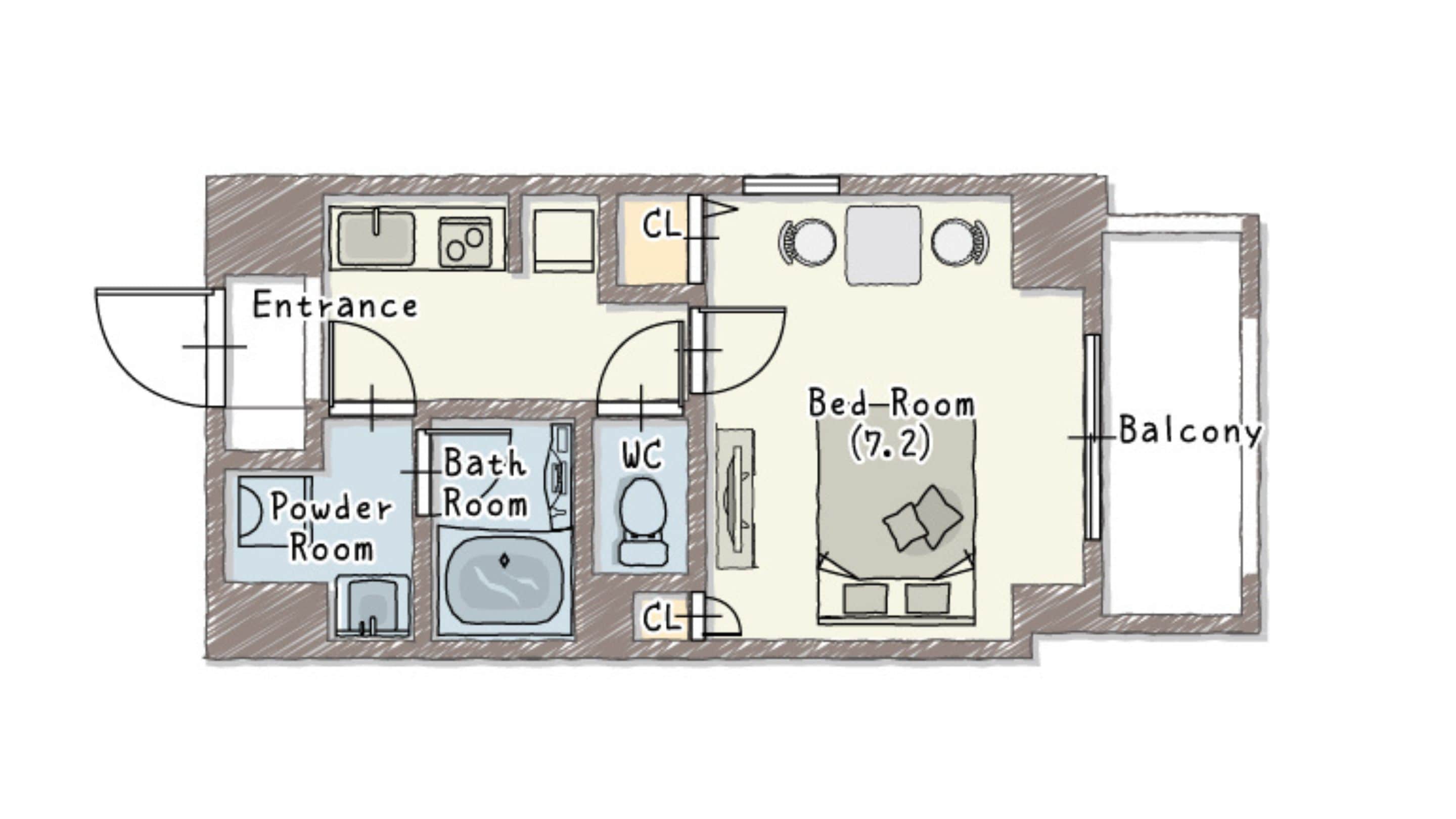 Floor plan for the superior double room.