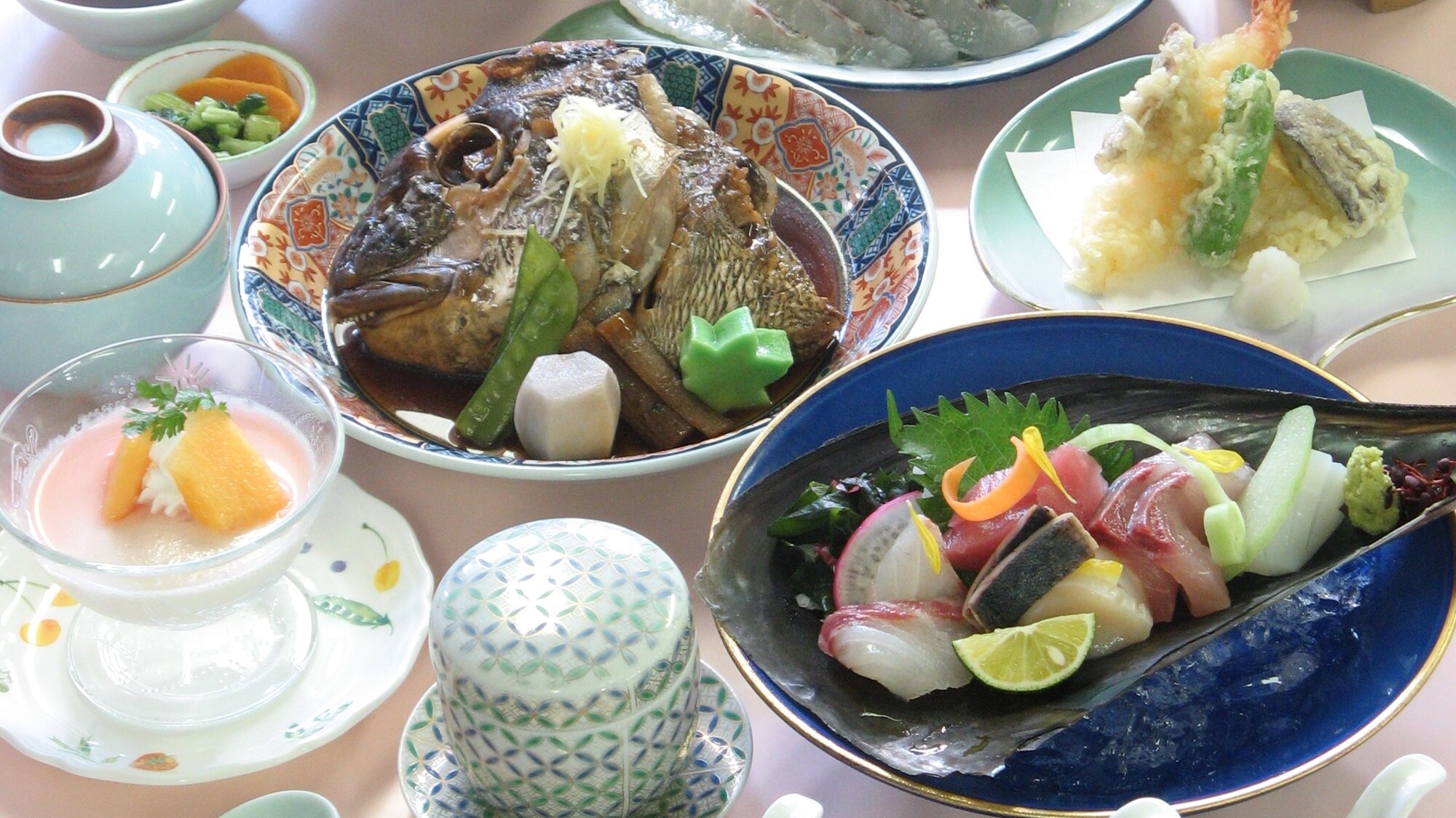 [Bamboo plan] and a "sea" course that uses plenty of seafood from Kaiyo Town, Tokushima