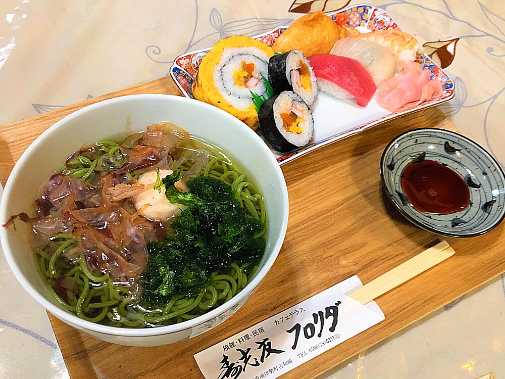Sushi and green tea soba set