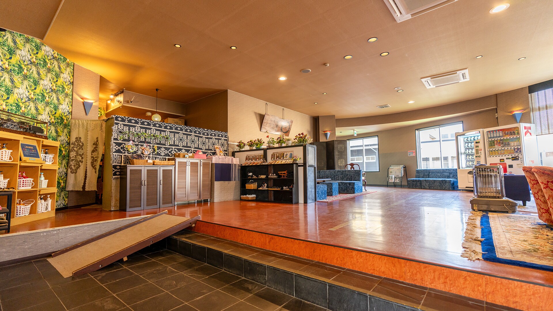 Inside the building