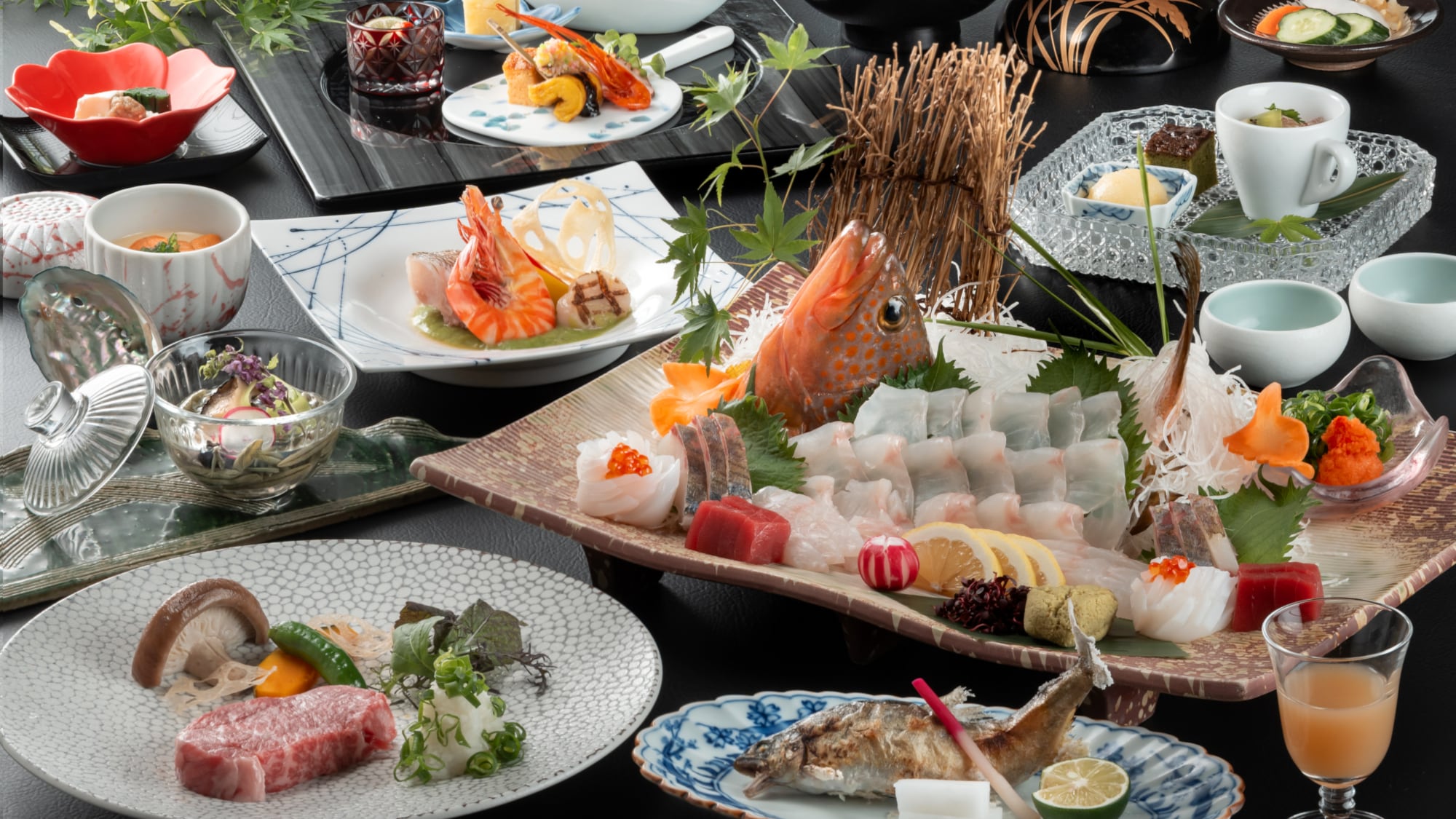 Aoi Kaiseki (Summer 2025) Highest grade course! Whole Akou fish sashimi x Japanese black beef Chateaubriand