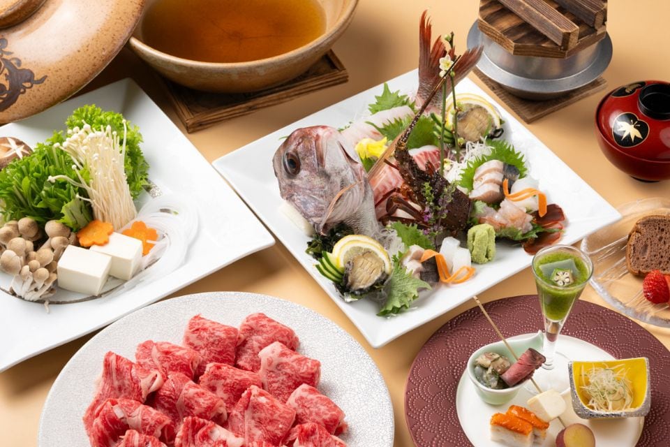 淡路牛肉与鱼类套餐