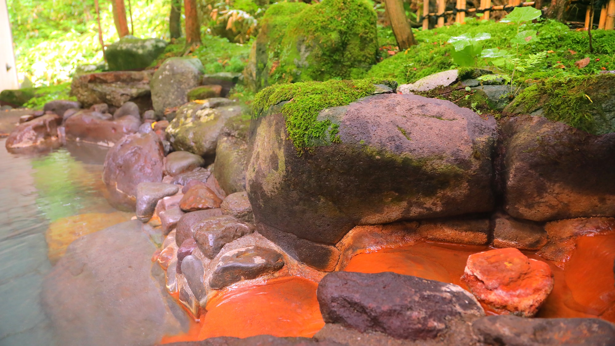 Free-flowing hot spring water