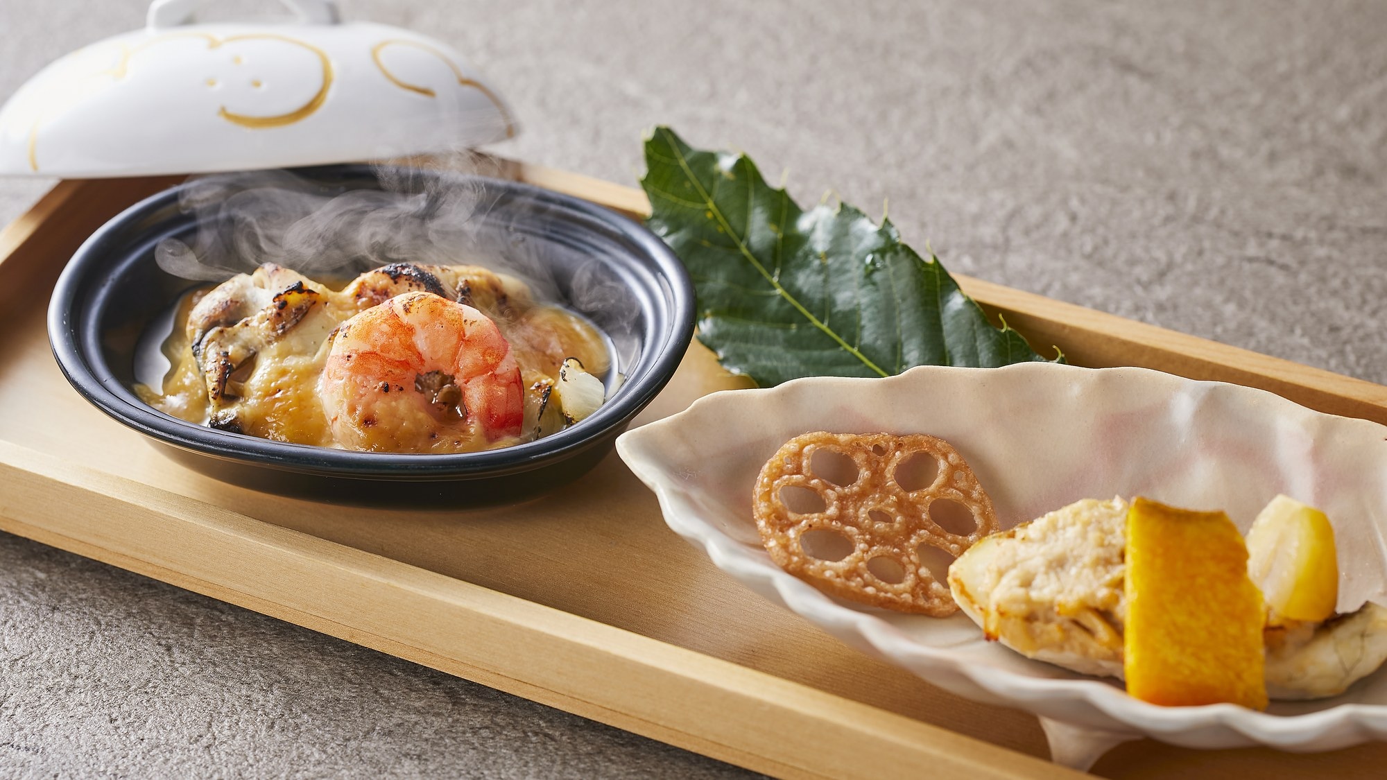 [Special Kaiseki Course] Autumn (September-November 2026) Grilled Dish: Awaji Island Maple Leaf Sea Bream with Yuba Rikyu-style Grill and Seafood Yuzu Miso Gratin