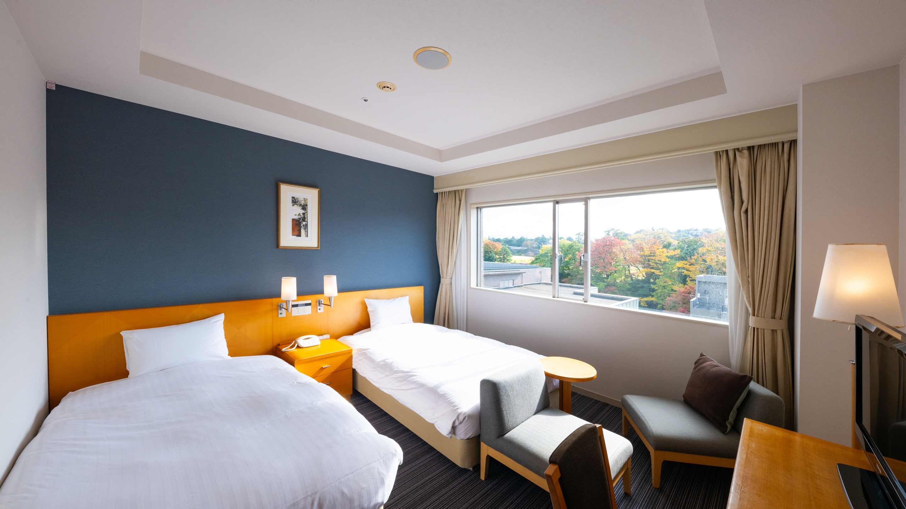 Kamar Twin dengan Pemandangan Taman