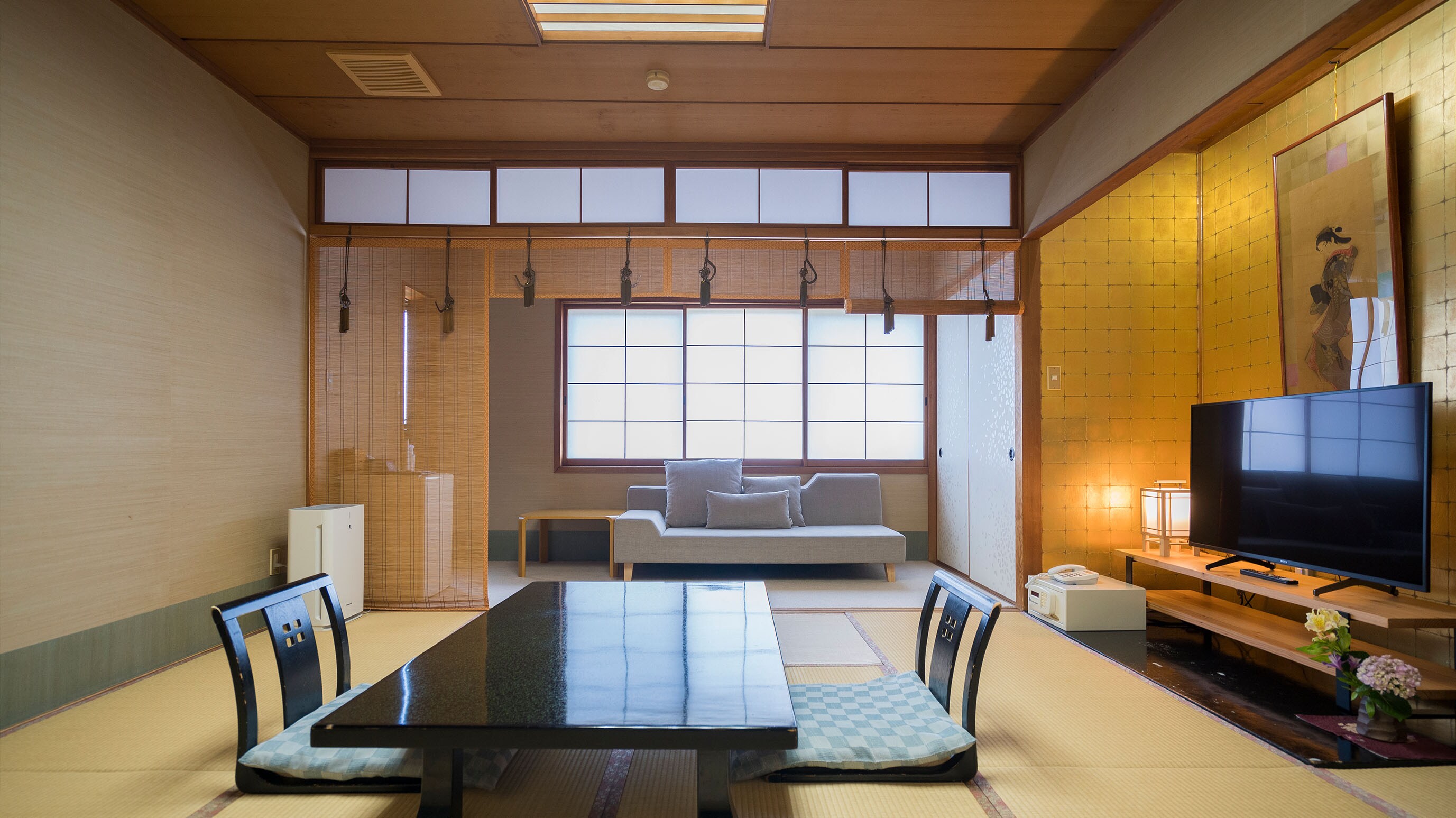 With indoor bath