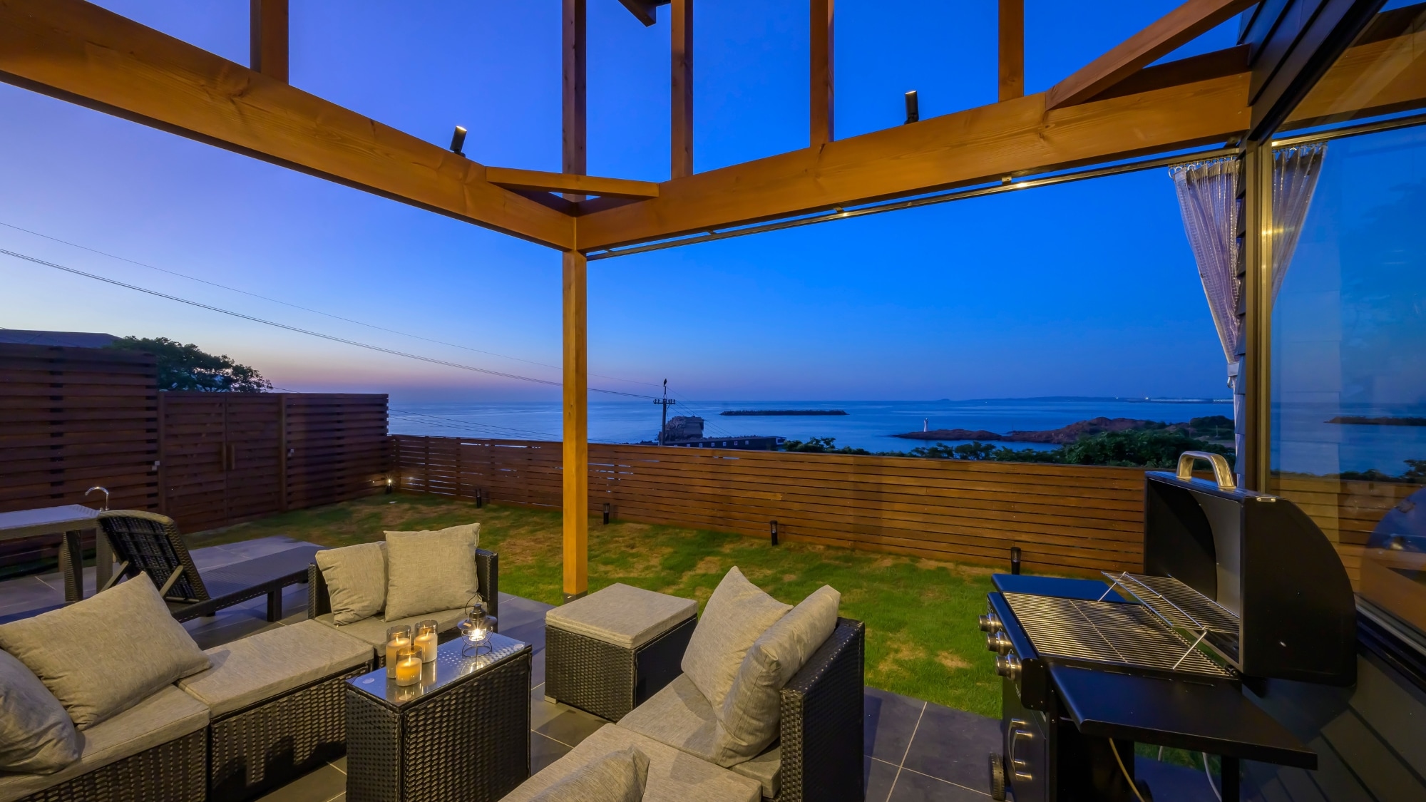 Enjoy a relaxing moment while gazing at the beautiful ocean.