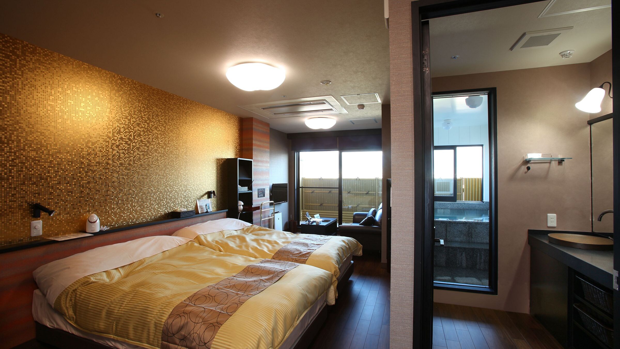 Kamar tamu dengan bak mandi terbuka Sho Kyakuden kembar bergaya Barat (19,4㎡)