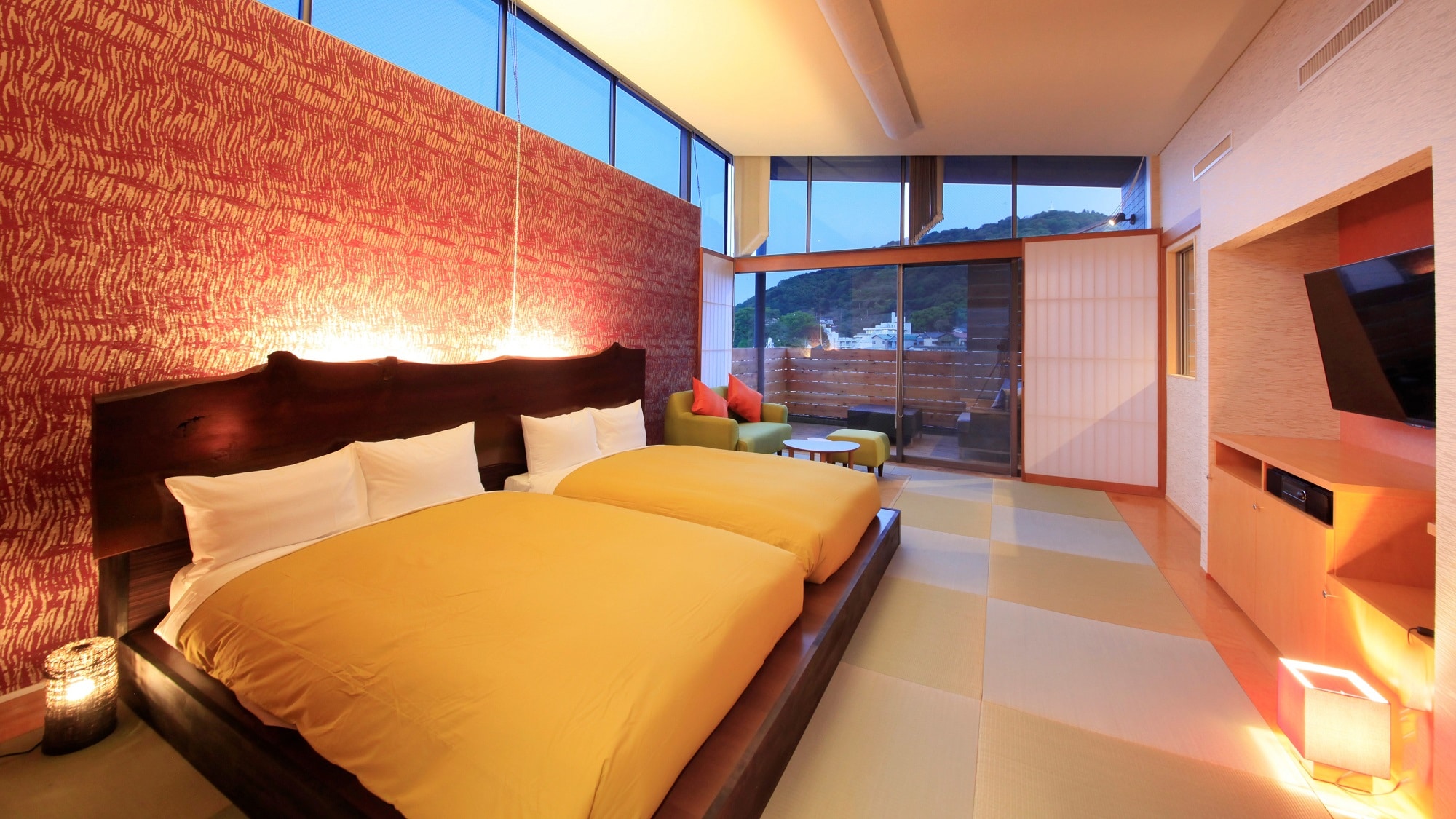 [Twin Japanese-style room with open-air bath on the 3rd floor] (example)