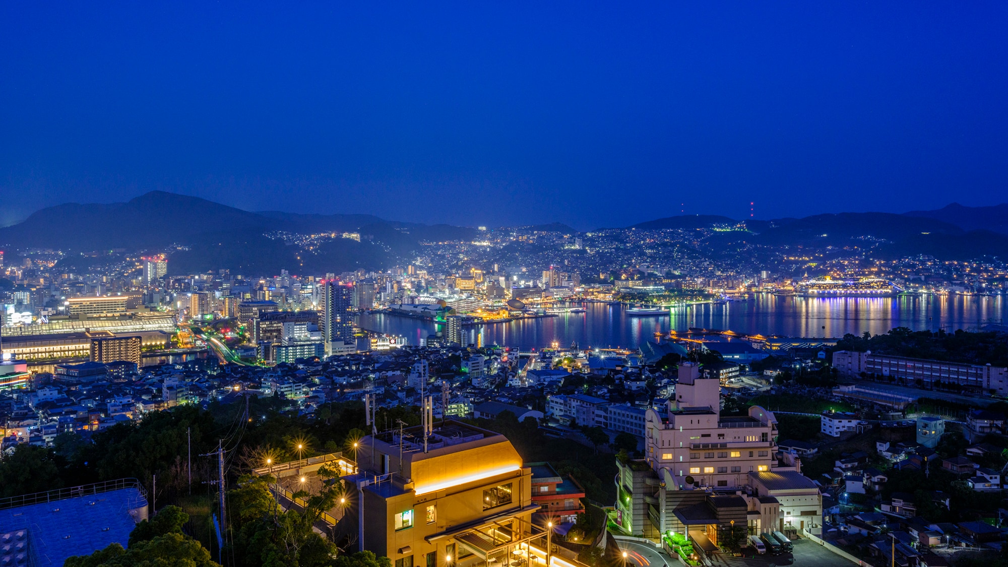 Night view of Nagasaki from the rooftop of the main building
