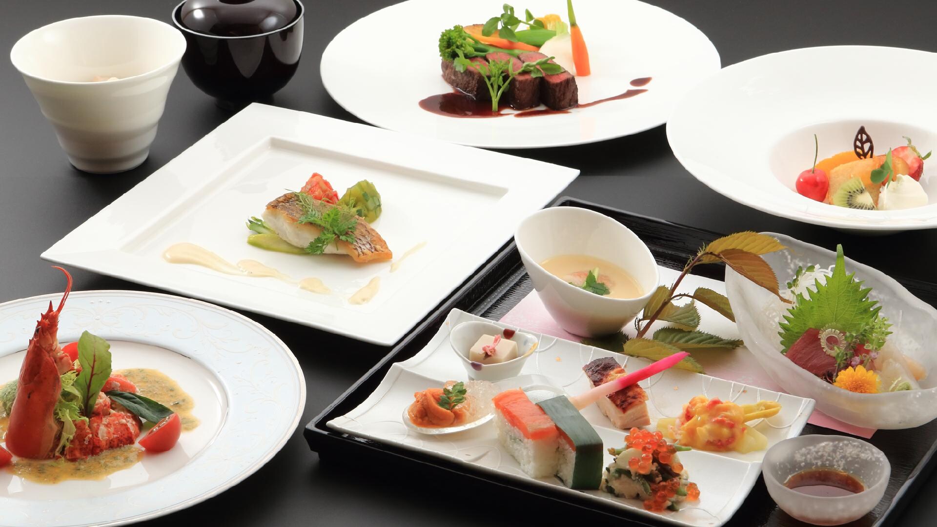 Dinner image: Japanese-Western eclectic course meal.