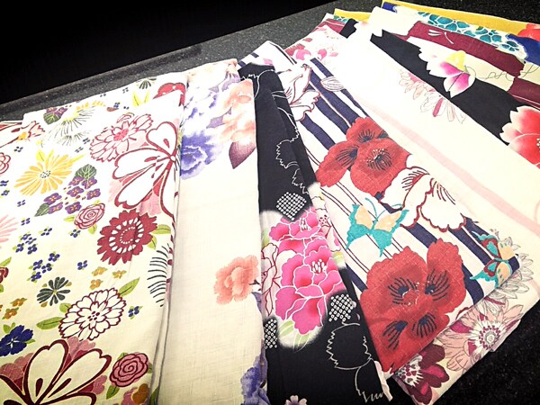 Colorful yukata available for female guests