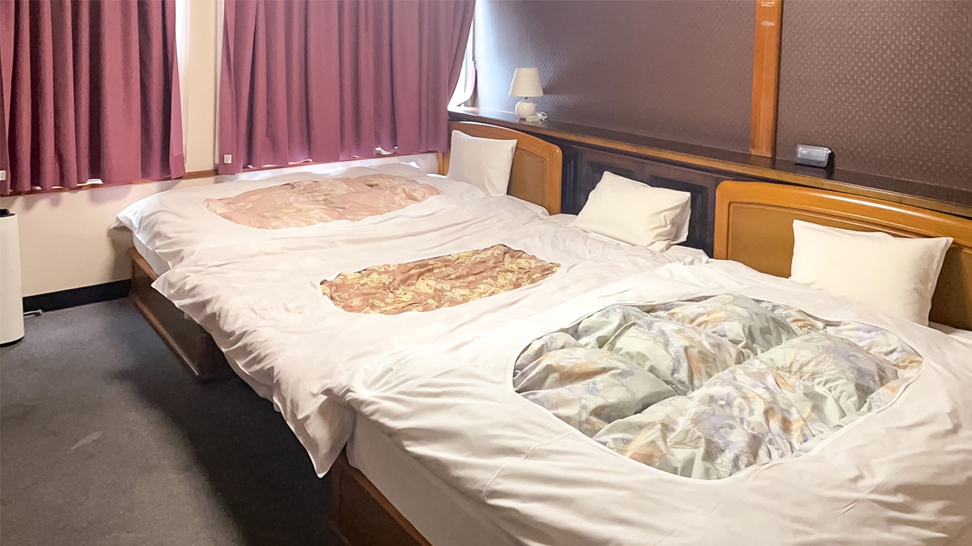 ・双床房示例：这是一间宽敞的客房，最多可容纳 3 人。