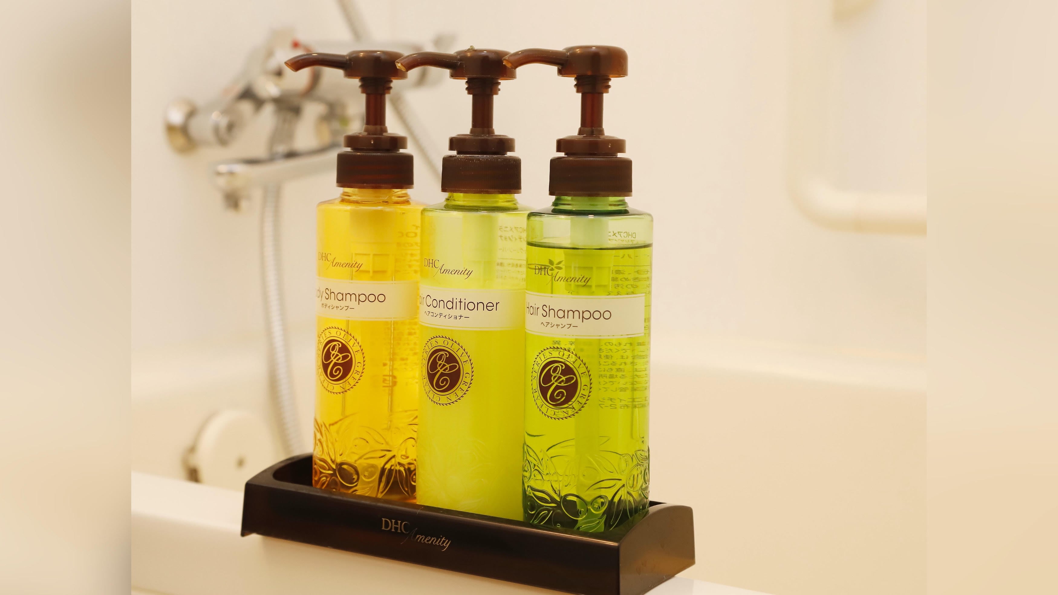 DHC shampoo, conditioner, body soap
