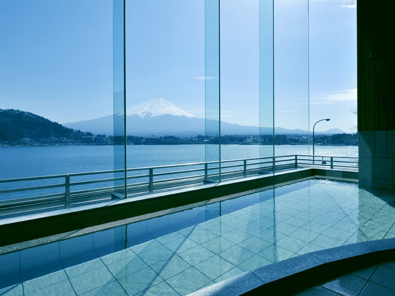 Mt. Fuji while soaking in a hot spring