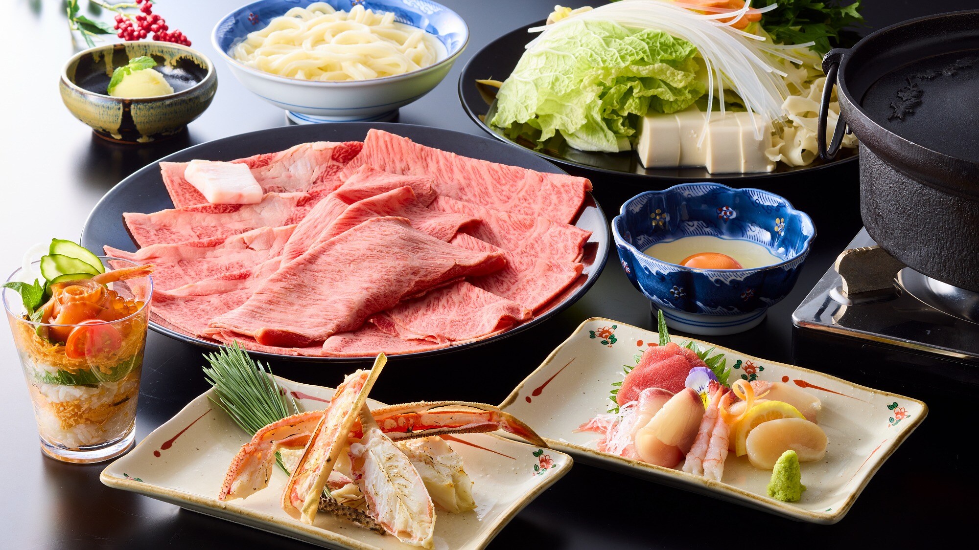 Domestic Japanese Black Beef Sukiyaki Course