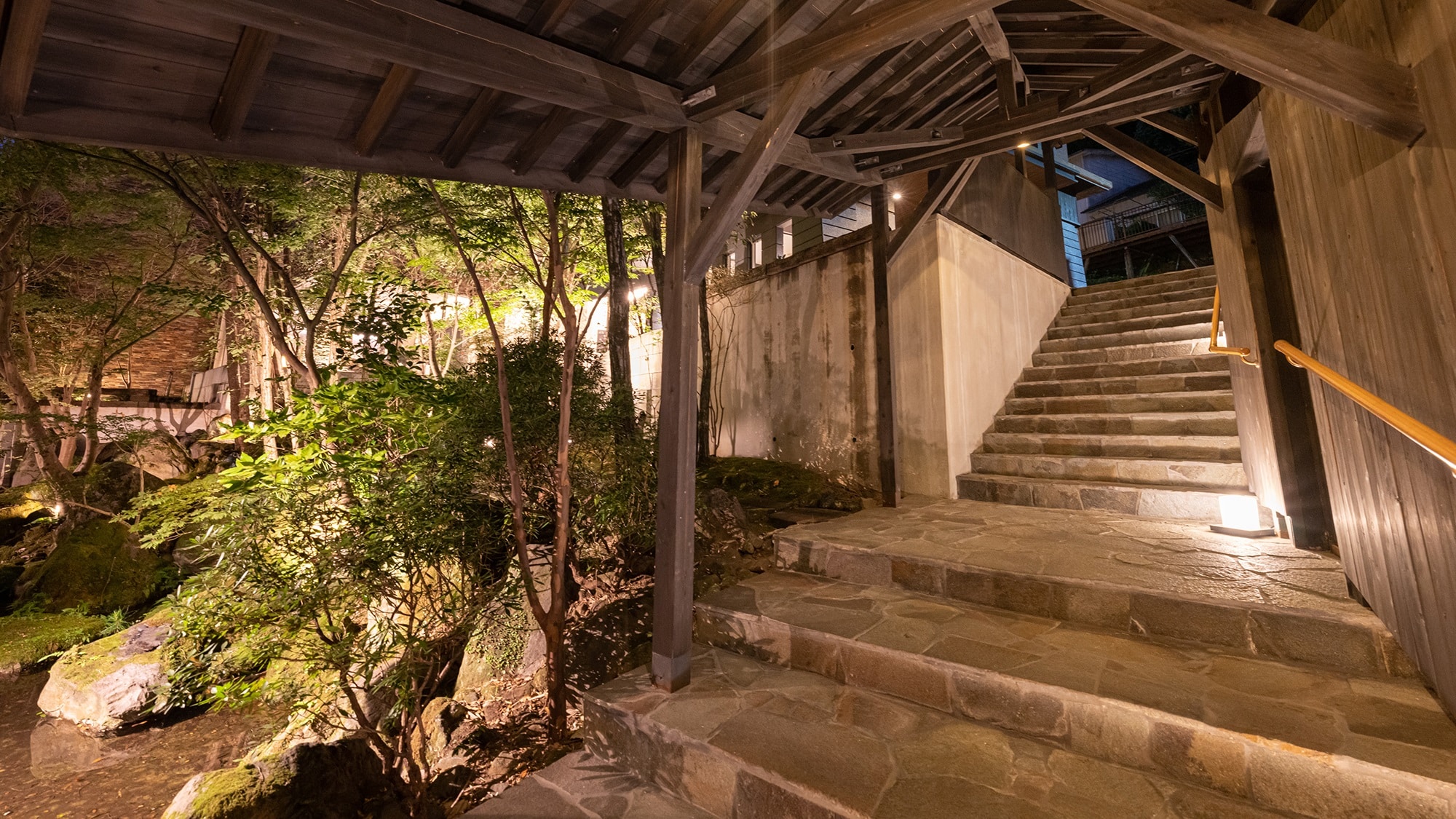Inside the building. You can go back and forth between the main building and the new building by stairs