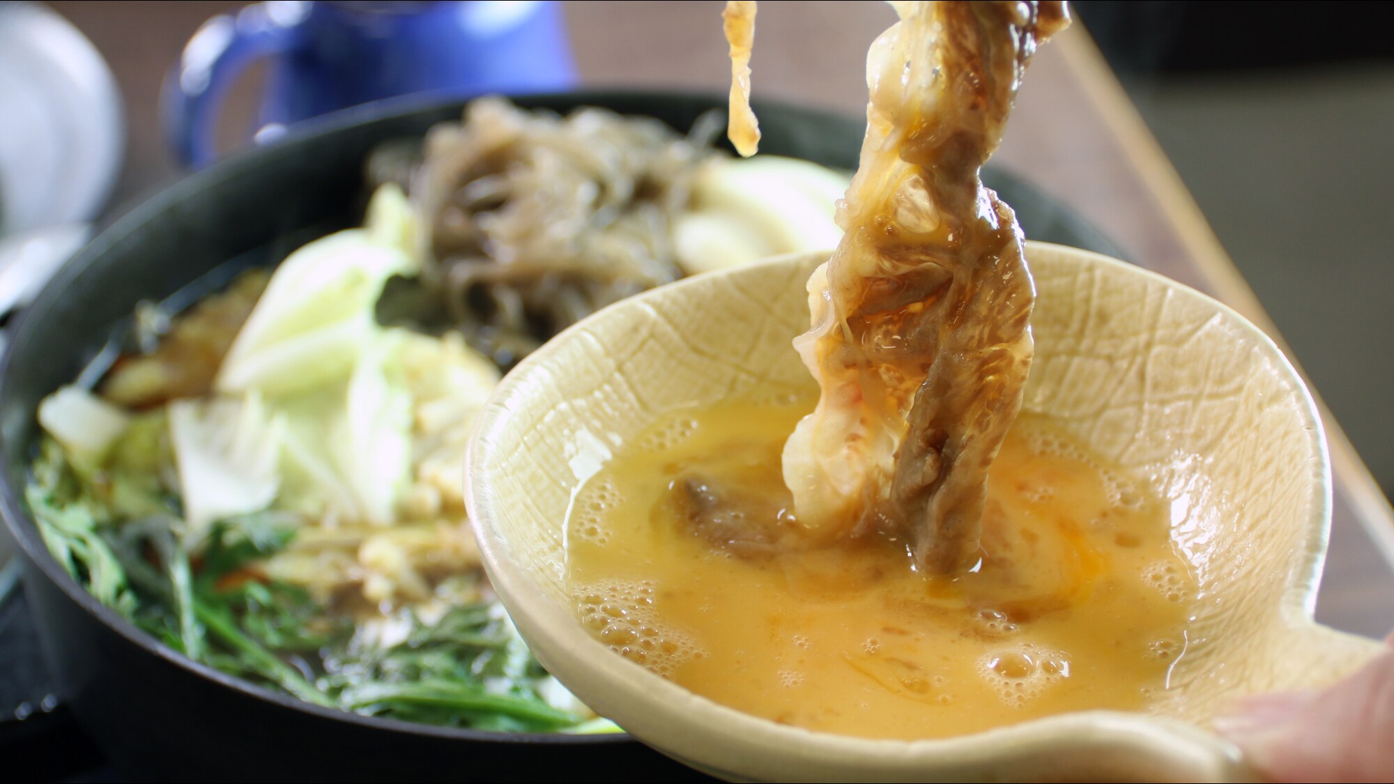 Everyone's excitement soars with Kuroge Wagyu beef sukiyaki
