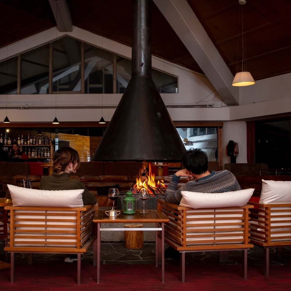Lounge and bar with fireplace