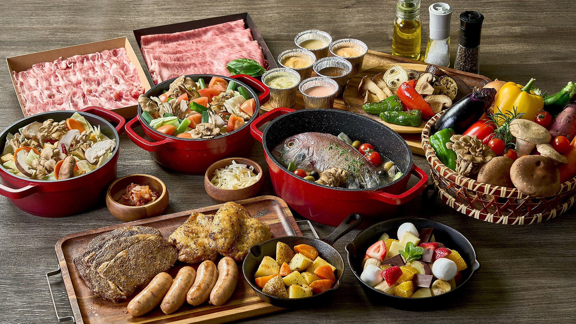 [BBQ Premium] [Musim Dingin 2025] Pilih dari hotpot dan steak panggang arang. Makan malam mewah dan premium yang hanya tersedia di musim dingin.