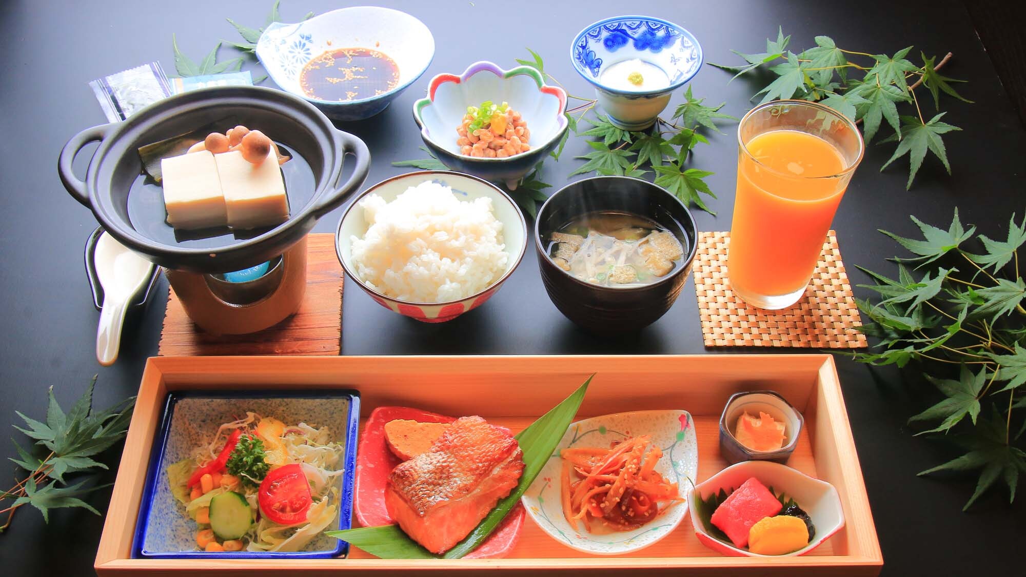 For breakfast, we offer a healthy Japanese breakfast.