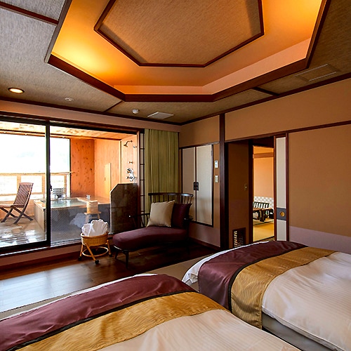[Senyukan] Japanese and Western room with open-air bath (10 tatami mats + twin)