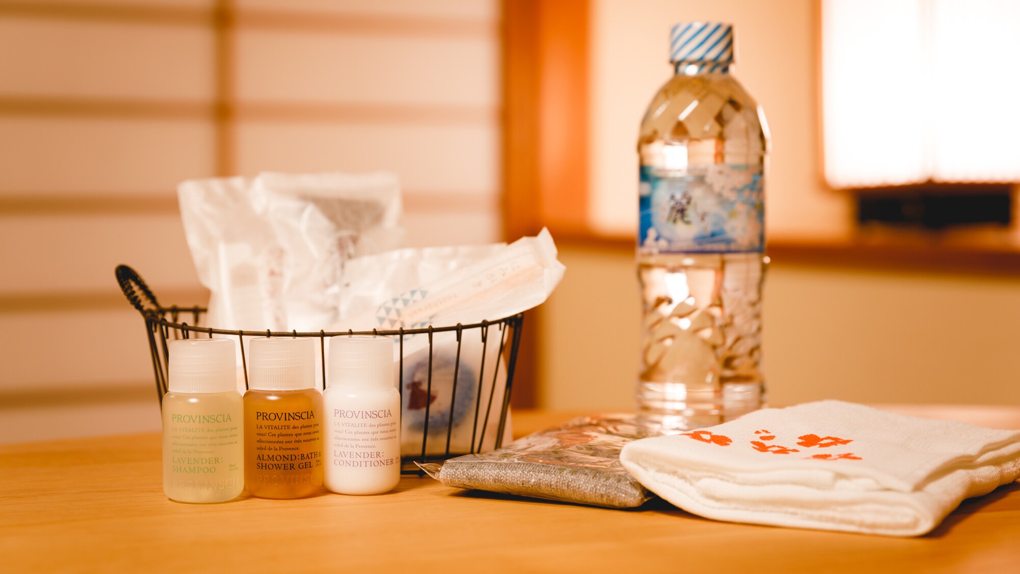 An example of amenities provided in the room (may change depending on the season and plan)