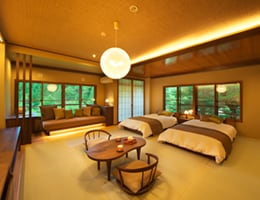 Room 306: Corner Japanese-style room (14 tatami mats) with a Japanese-style bed (children not allowed)