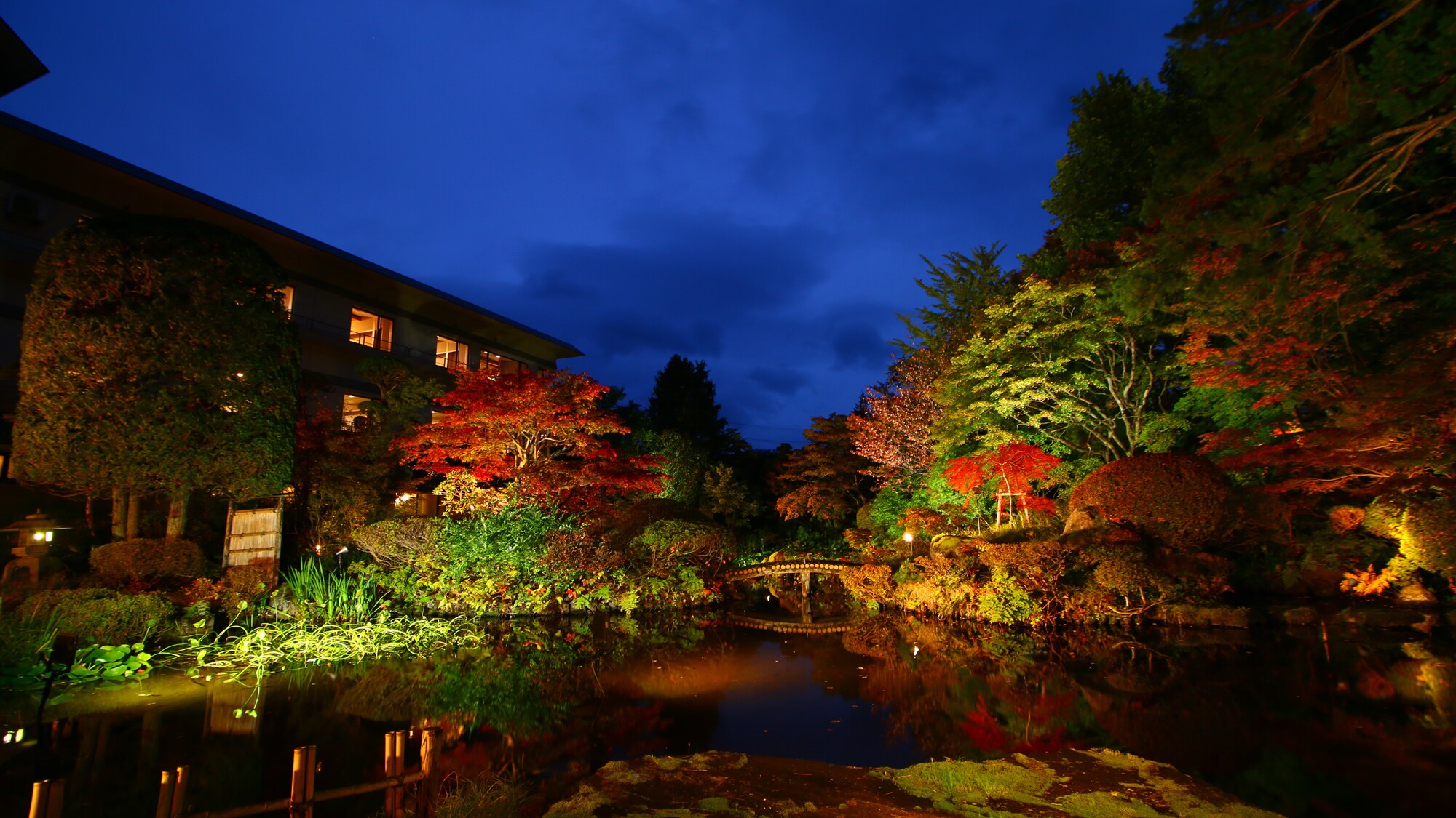 ■ [Garden] A Japanese garden that is even more beautiful when lit up at night