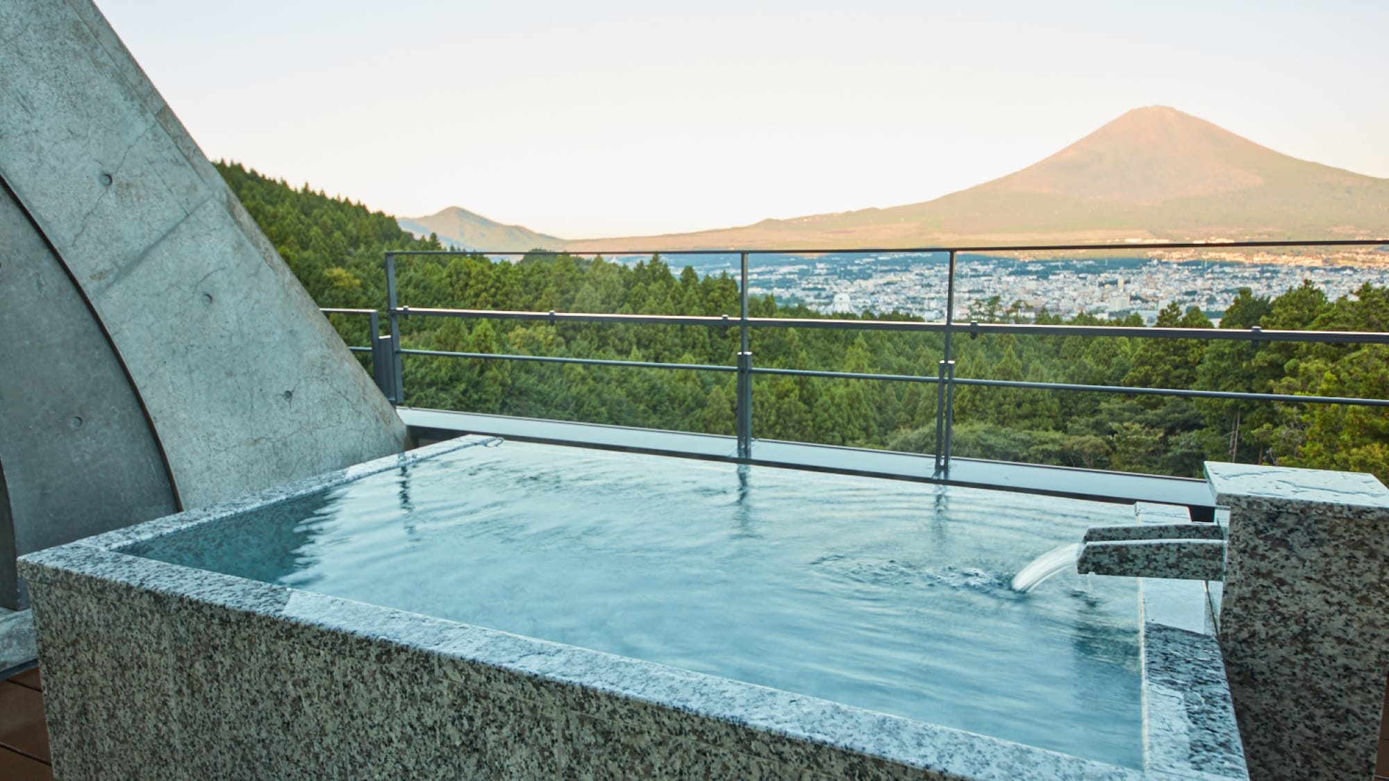 The view of Mt. Fuji from the open-air bath is exceptional