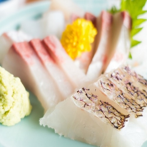 Example of sashimi (fish is always in season, so it's super fresh)