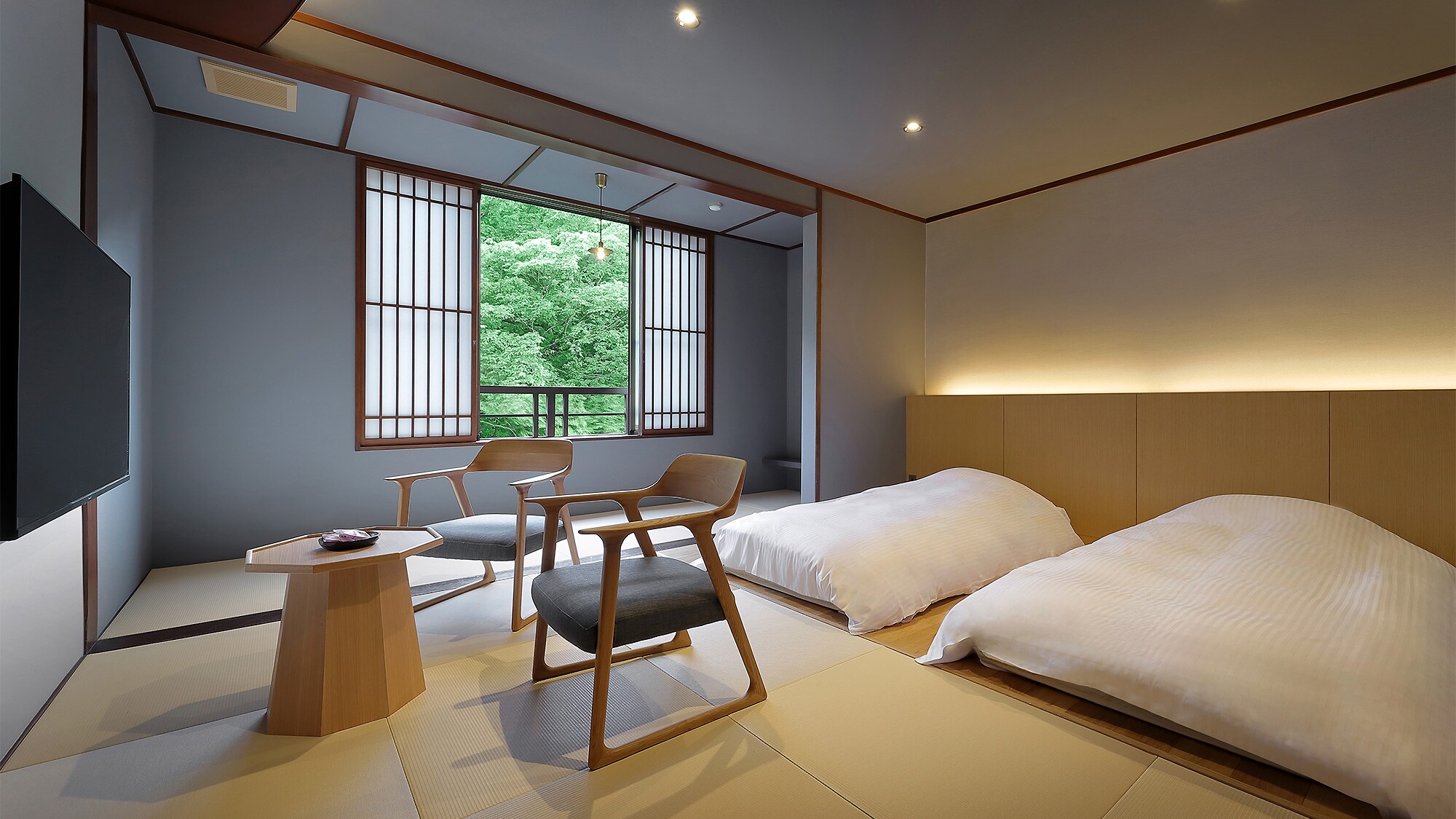 Kamar bergaya Jepang-Barat dengan pemandian terbuka "Semi-Suite Bandai"