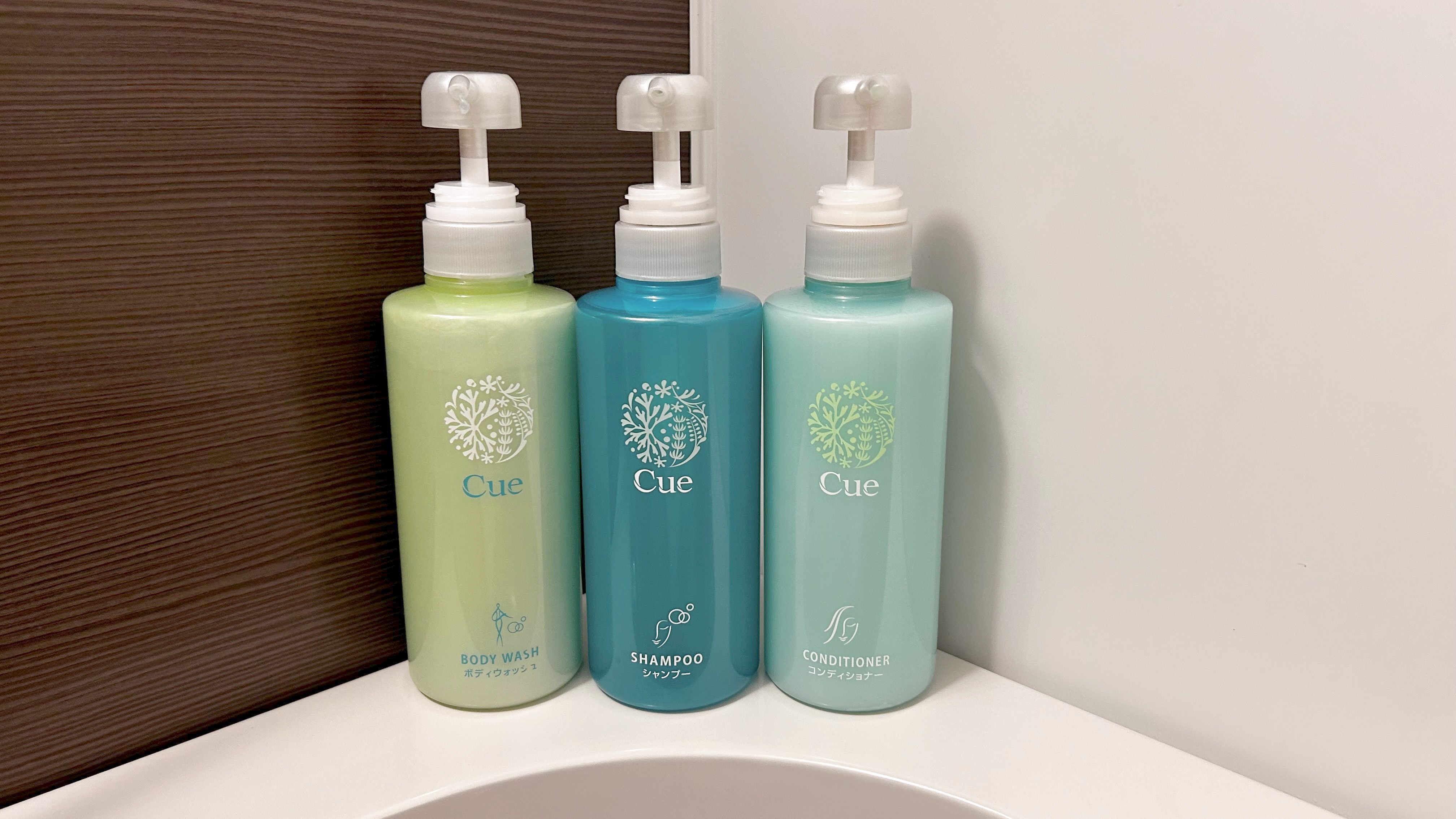 Shampoo, conditioner, body soap