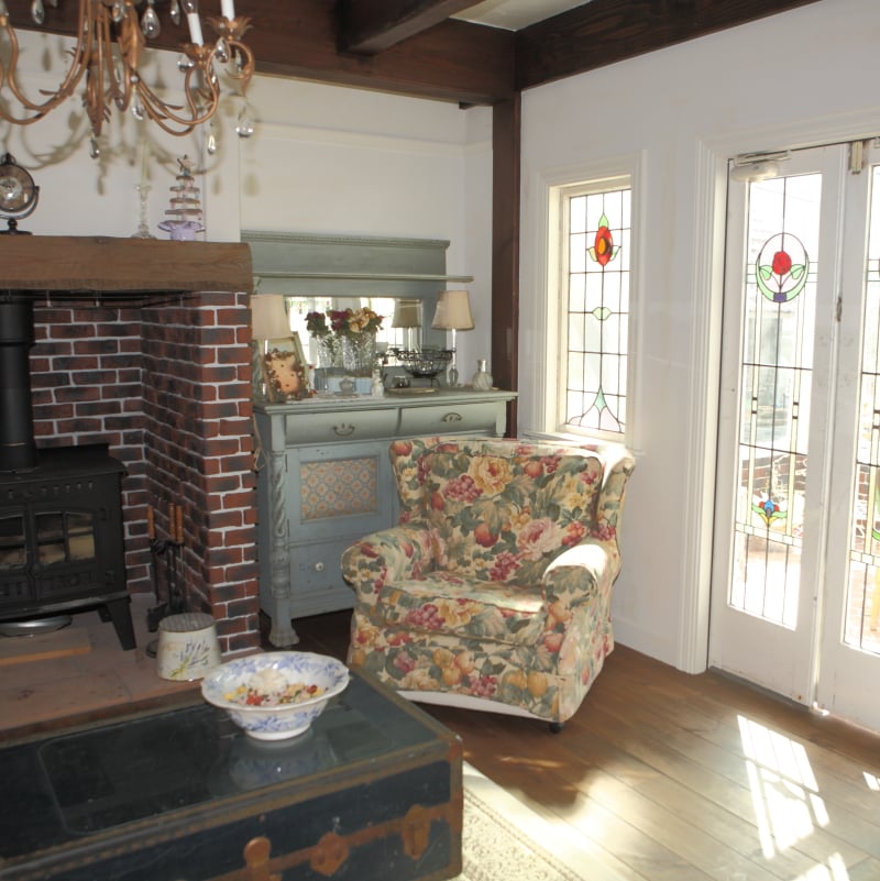 Fireplace with a stove