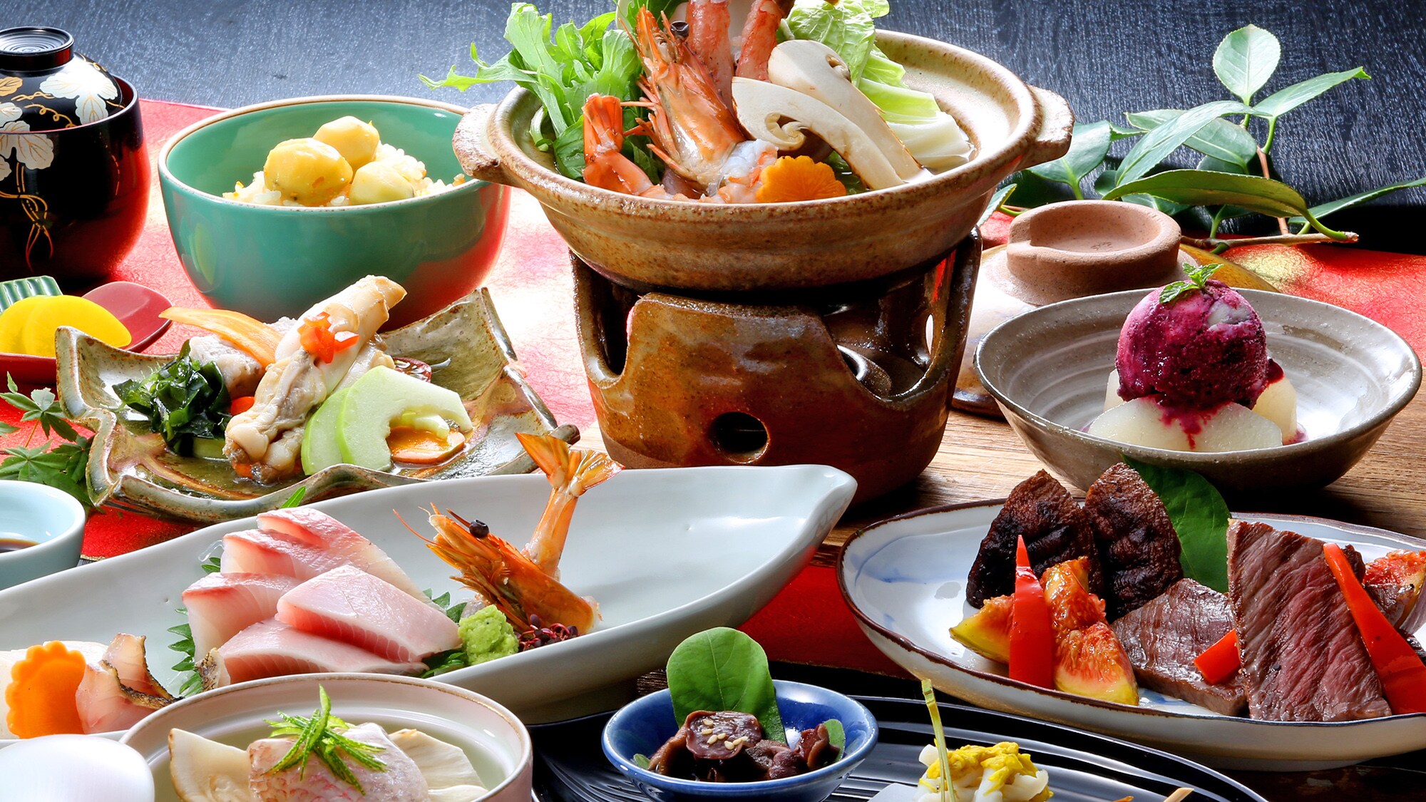 Gourmet course plus creative kaiseki course example