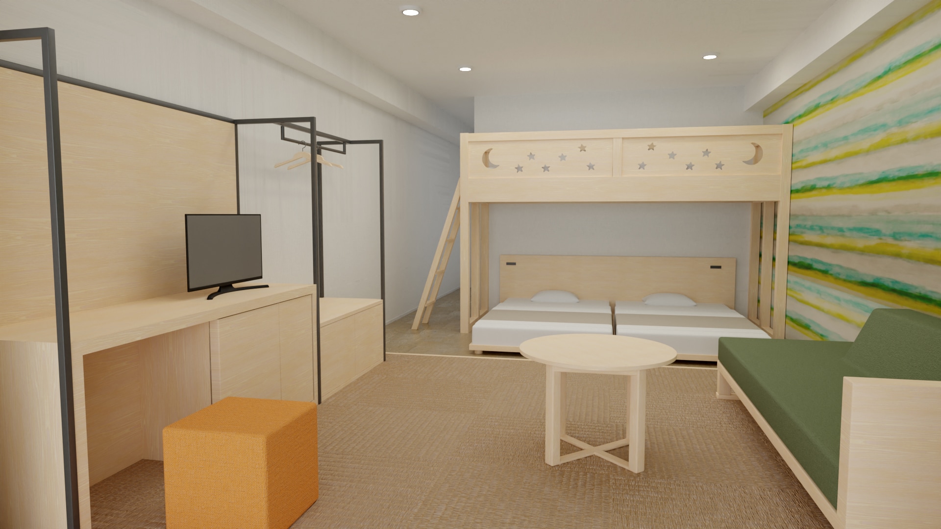 Guest room with loft bed (image)