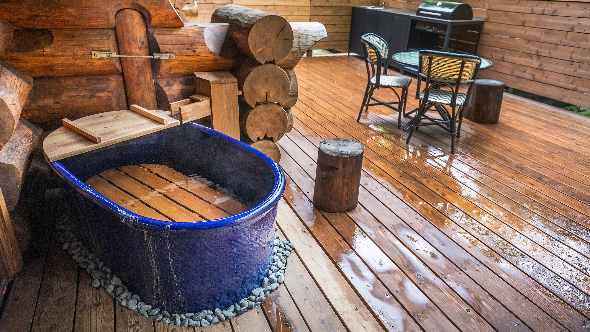[Log house] Guest room with luxury open-air bath