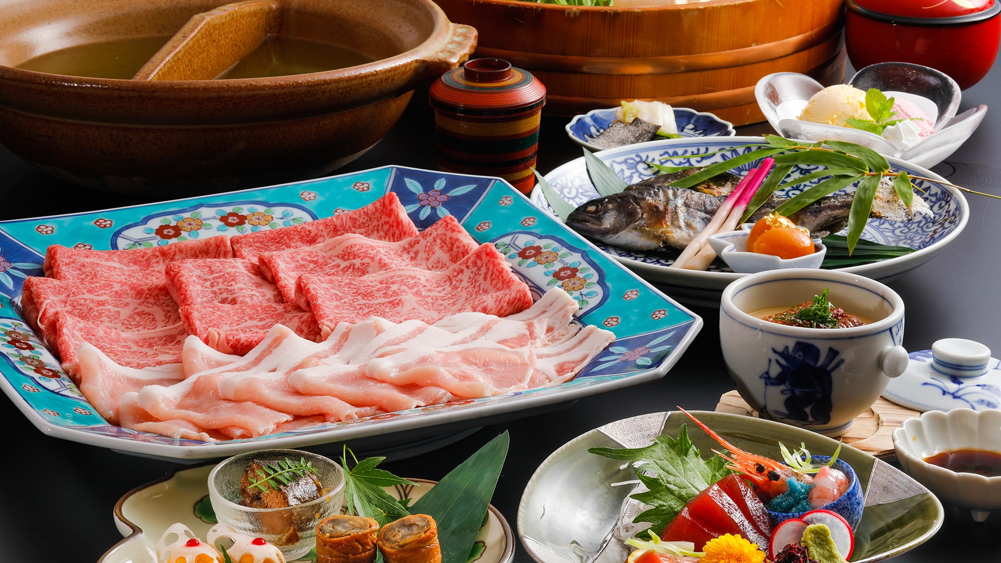 [Dinner example] "Ocha shabu shabu" made with Kakegawa tea is a hidden popular menu item only available to consecutive stay guests!
