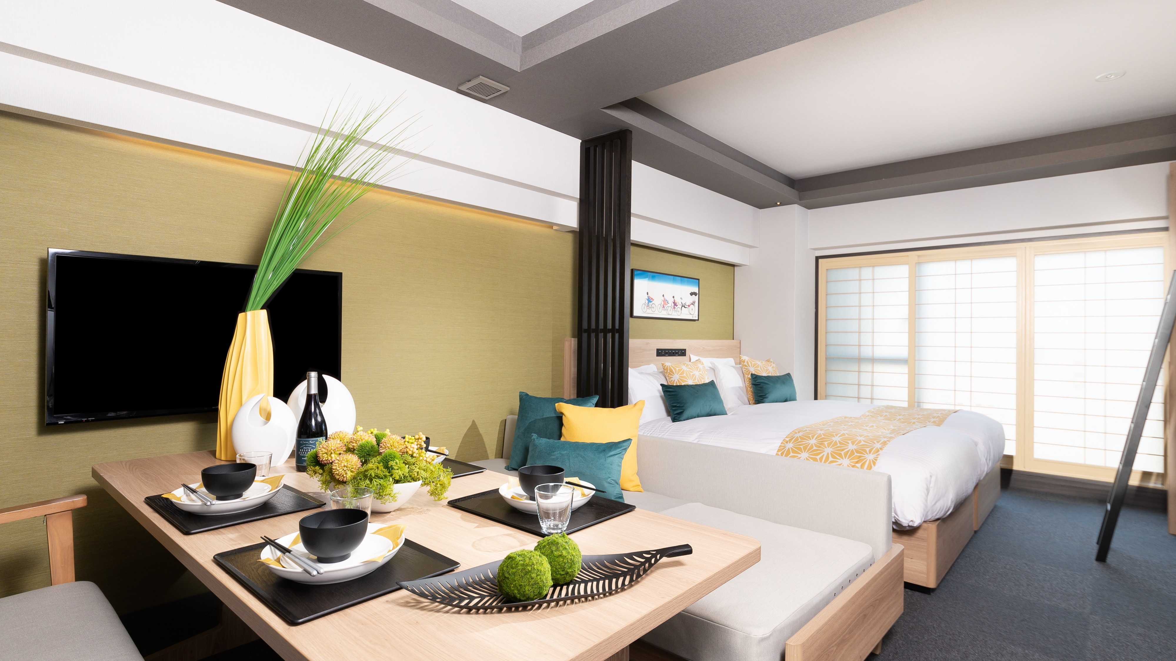 Enjoy a meal with everyone in the spacious dining room
