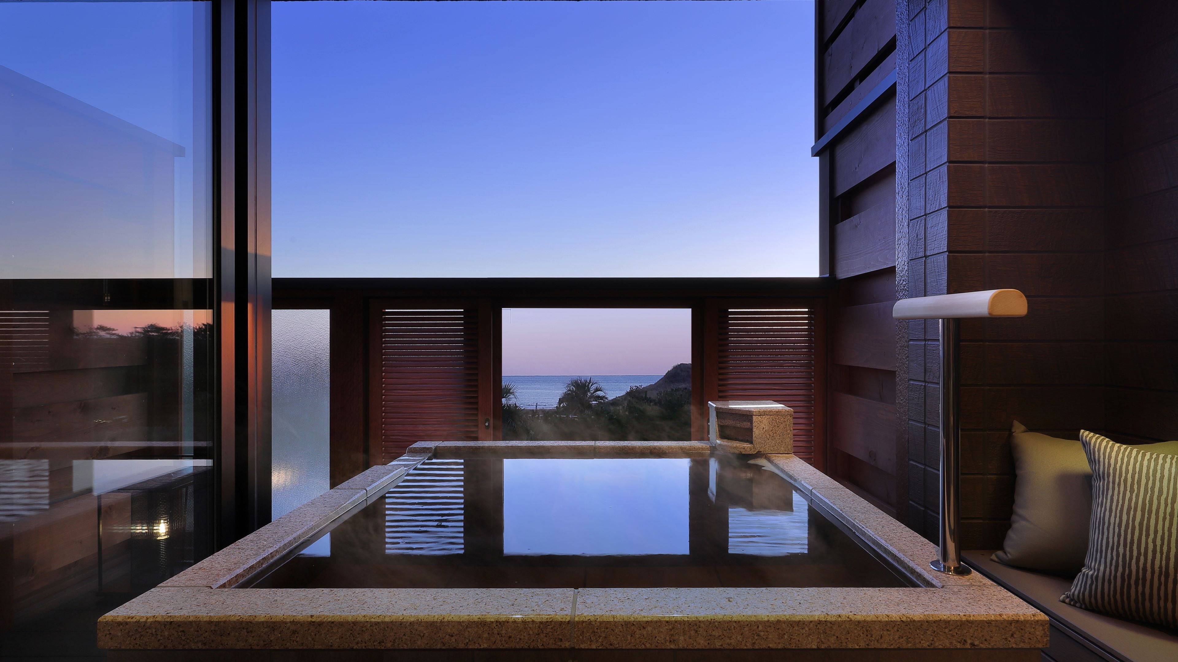 Open-air hot spring bath, Japanese modern style