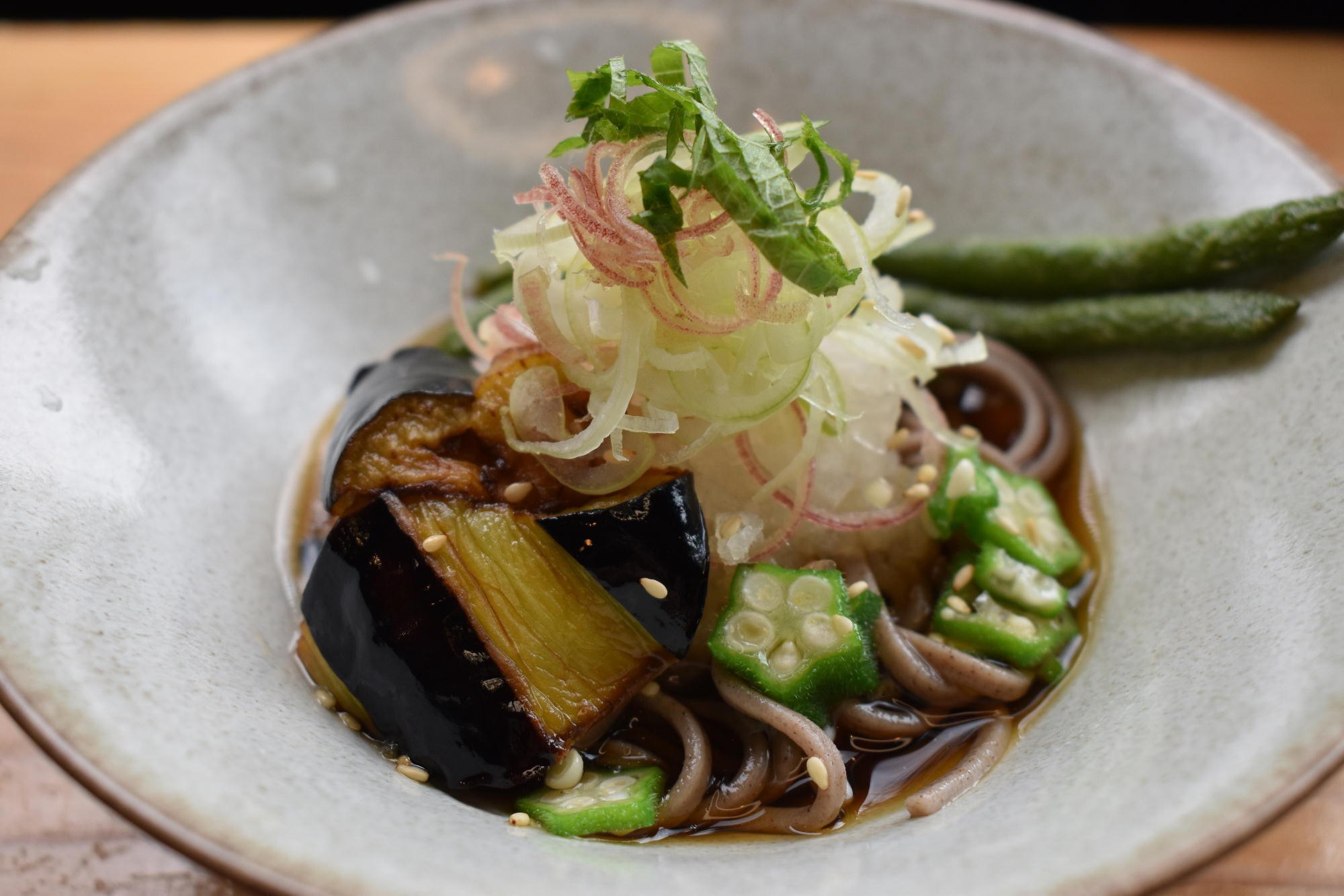 Yamagata soba noodles with colorful seasonal vegetables
