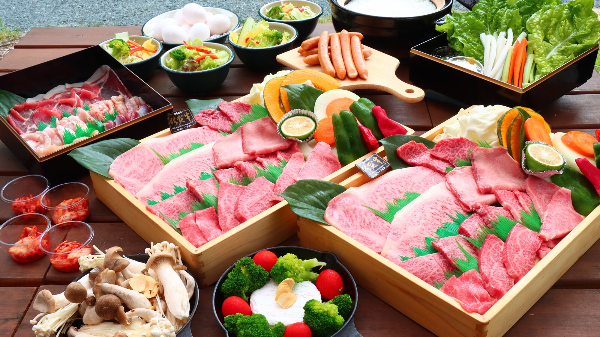 Assorted meat using Saga beef A4 or higher, including sirloin and rare cuts