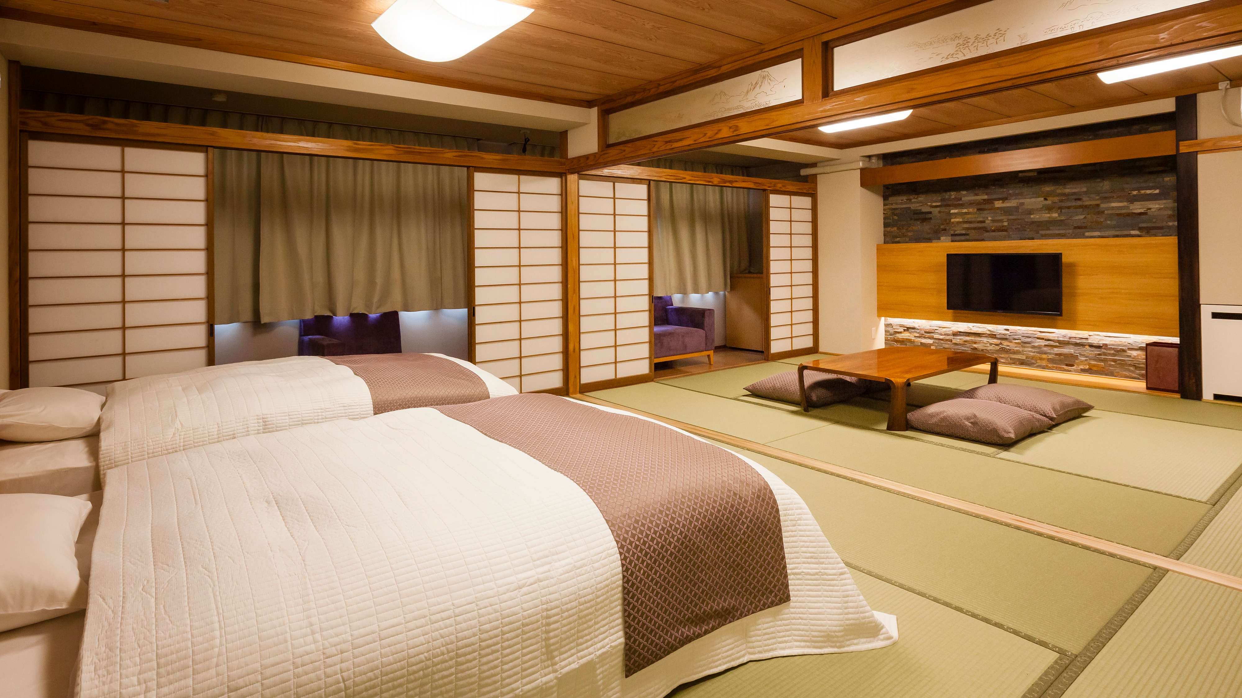 [Japanese modern] Japanese-style room + twin bedroom + wide rim (non-smoking) 70 square meters