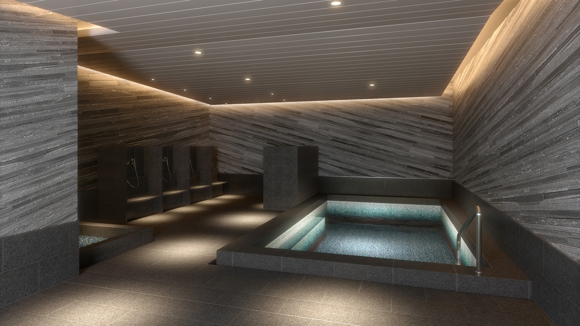 Large communal bath with sauna (exclusive to guests)