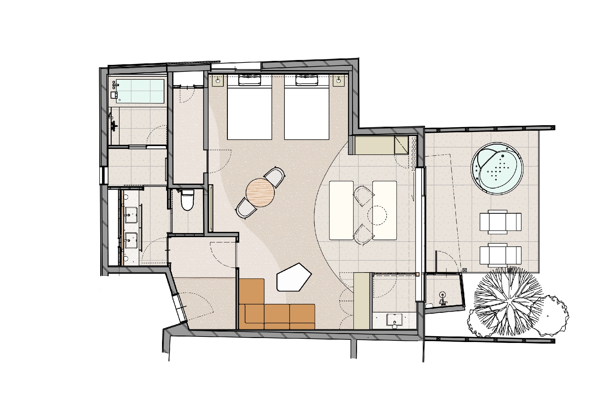 [Grand Bach Deluxe Twin] Floor plan