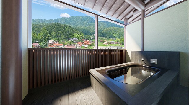 Open-air bath with natural hot spring water (premium special room)