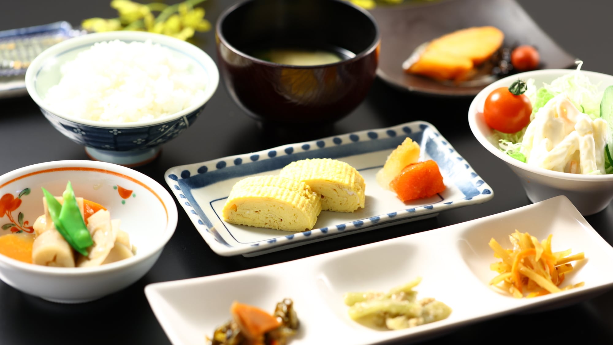 An example of breakfast. Japanese food with a gentle taste. Fill your stomach and be active today!