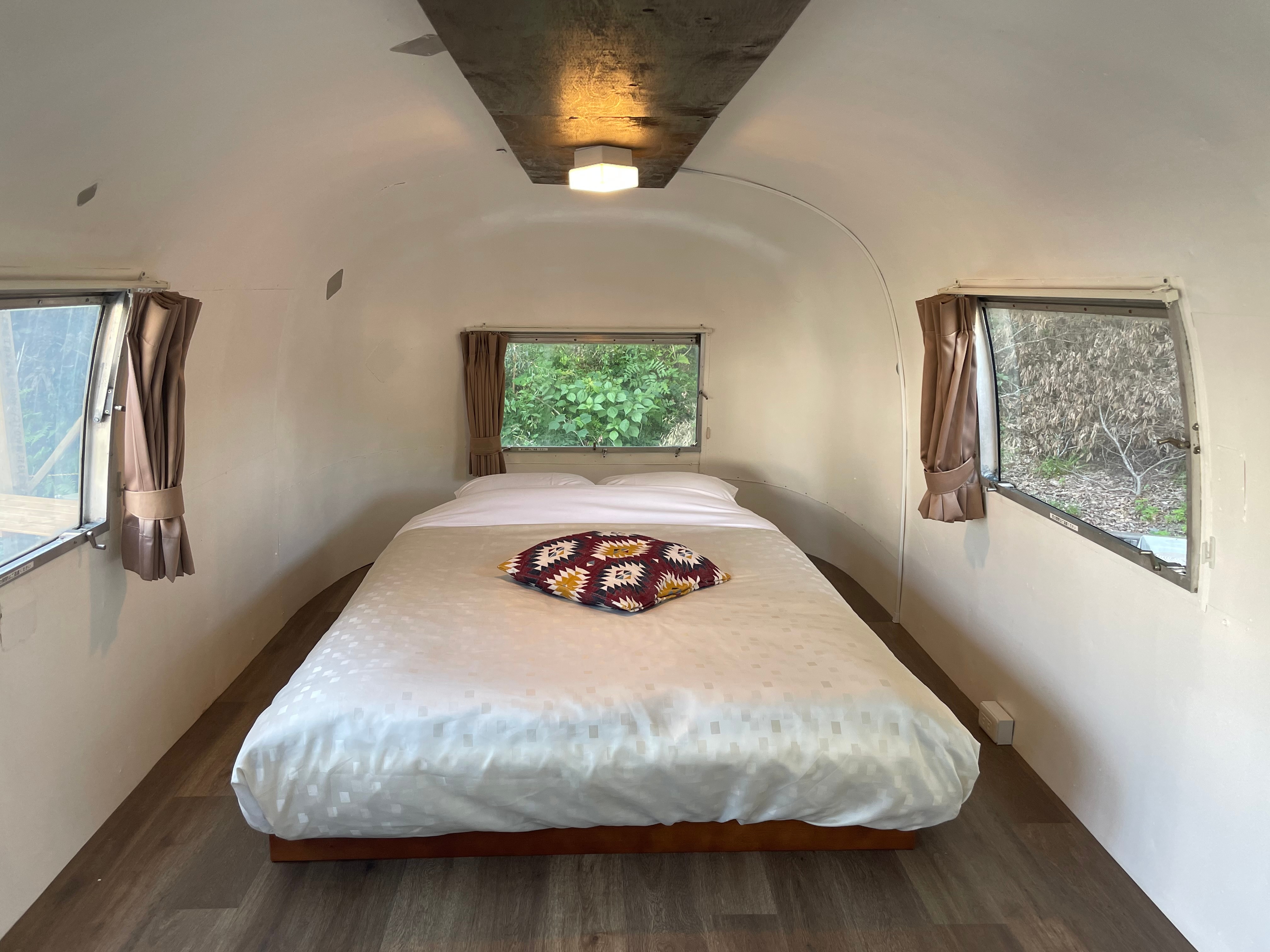 Bedding in the camping trailer