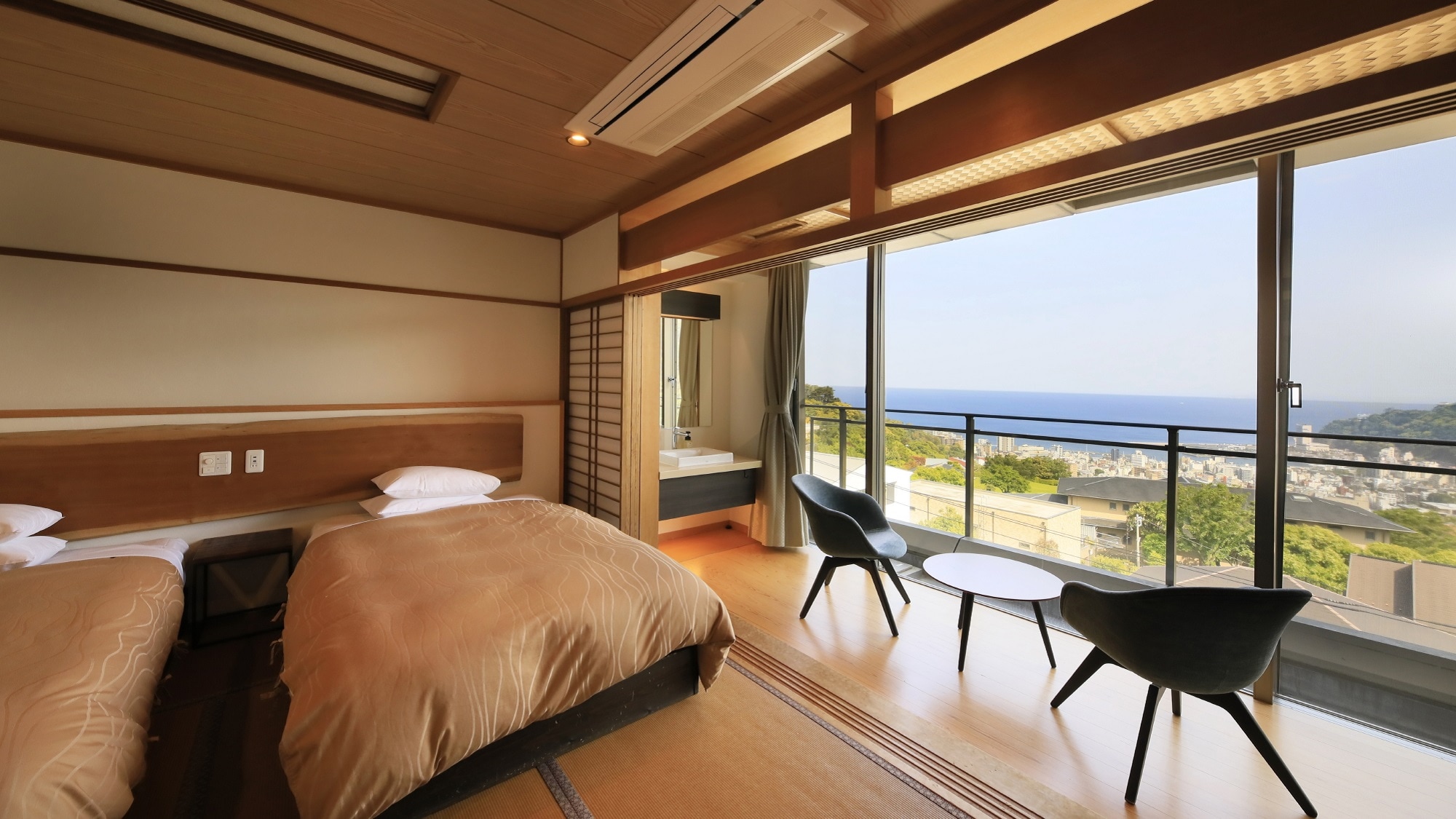 [New building] 3rd floor Japanese-style twin room/Ocean view/25 square meters/Non-smoking
