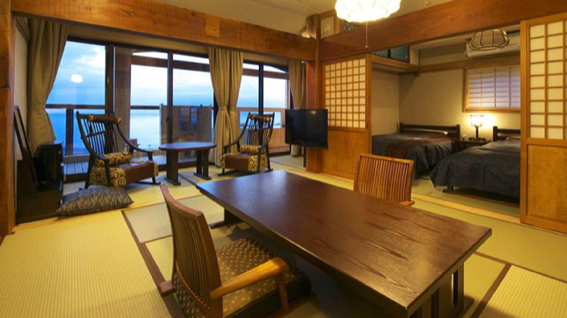 [舊民居現代]Shakunage 1樓9榻榻米日式房間+臥室+帶露天浴池的私人房間